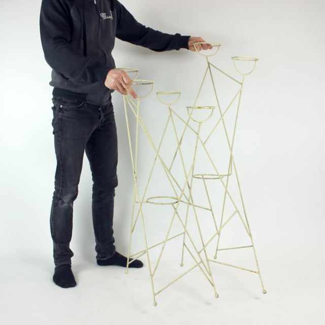 Metal Large Mid-Century Modern Steel Plant Holder Stand, Czechoslovakia, 1960s For Sale - Image 7 of 12
