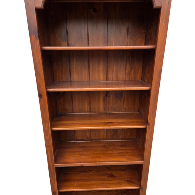 1990s 1990s Ethan Allen Country Craftsman Bookshelf Cabinet Shelf Display Knotty Pine Hutch For Sale - Image 5 of 15