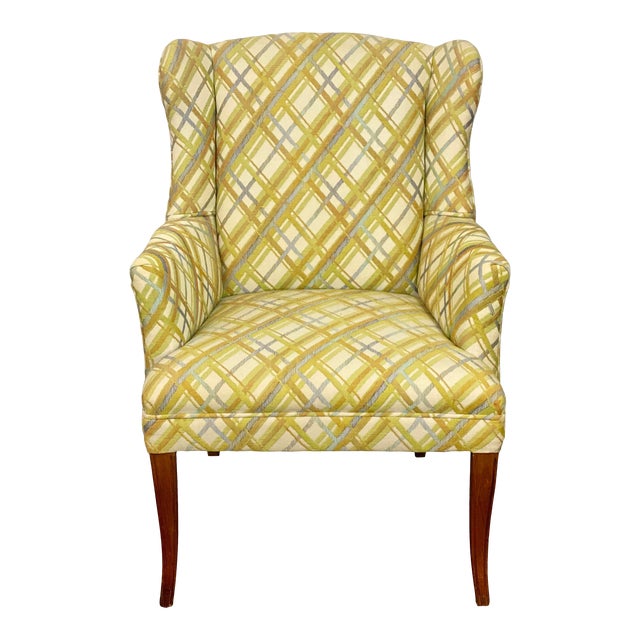 Vintage Mid Century Gray & Yellow Abstract Plaid Petite ...