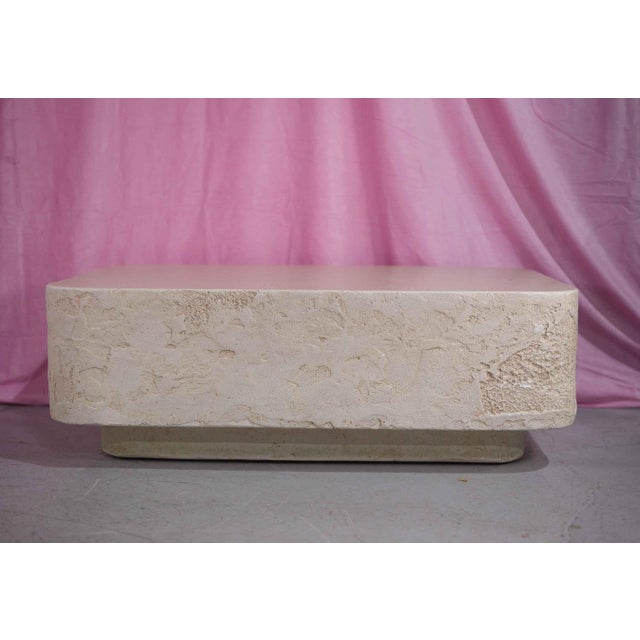 1980s Travertine Effect Cast Fiberglass Rectangular Plinth Coffee Table For Sale In Chicago - Image 6 of 13