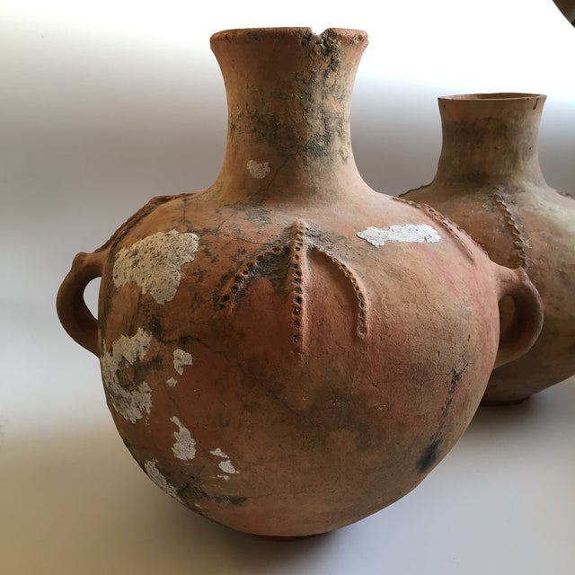 Two Large Ancient Pottery Vessels Double Handled Narrow Neck Amphora Amphorae -purchased from the estate of a Seattle...