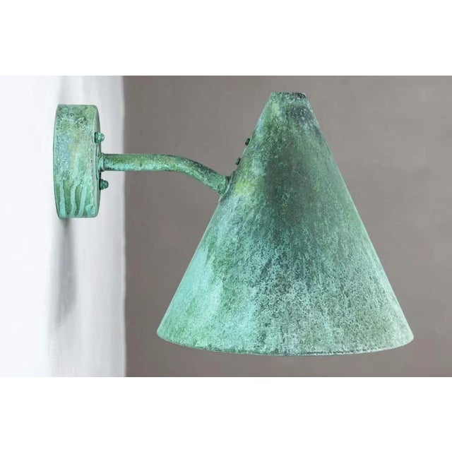 Hans-Agne Jakobsson 'Tratten' Verdigris Patinated Outdoor Sconces - a Pair For Sale - Image 10 of 12