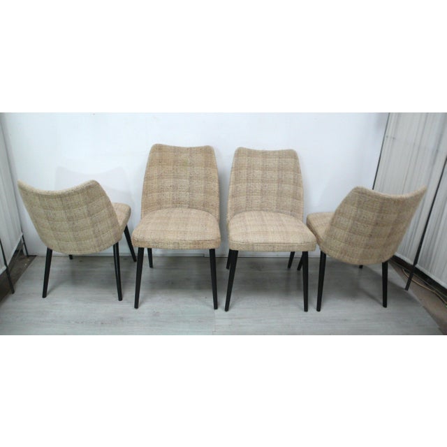 1960s cocktail chairs / dining chairs, set of 4 with beige upholstery, dark legs, spring core seats, by wibro ab in...