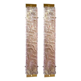 Italian Gold Wall Sconces with Pink-Amethyst Graniglia Murano Glass by Simoeng for Simoeng, Set of 2 For Sale