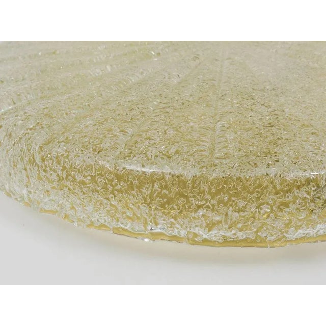 Gold Textured Glass and Brass Flush Mount attributed to Carl Fagerlund for Orrefors, Sweden, 1950s For Sale - Image 8 of 11