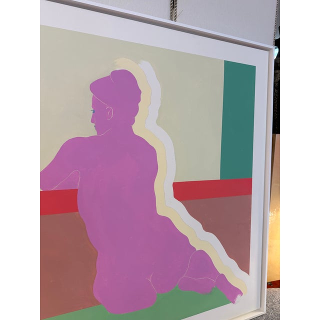 French Artist Patrice Bertin Female Composition Oil on Canvas Custom Wood Floating Frame Signed For Sale - Image 11 of 11