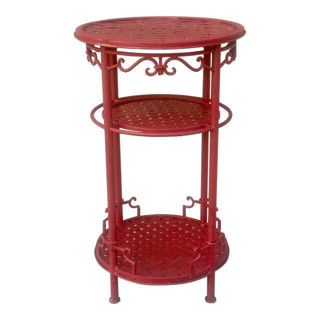 Large Heavy Iron Vintage Chinoiserie Plant Stand For Sale