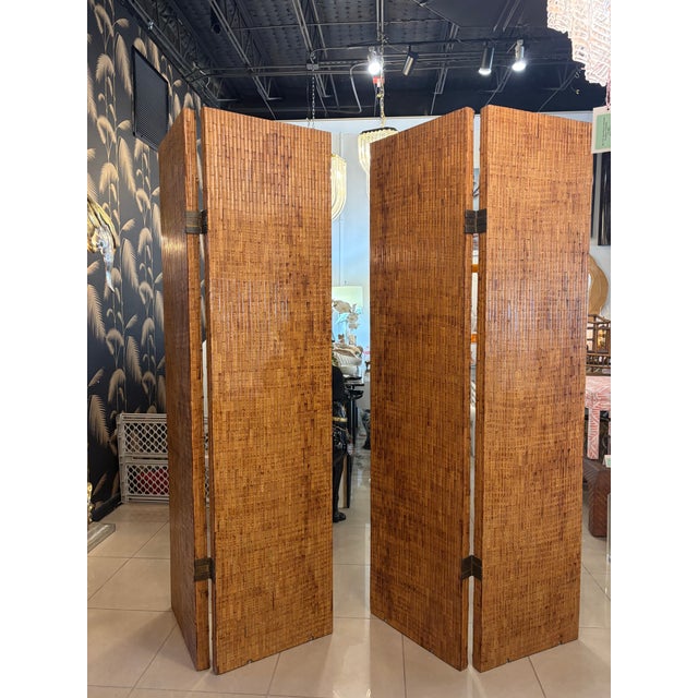 1970s Vivai Del Sud Bamboo Pencil Reed Palm Tree Screen Mirrors Panels Dividers For Sale - Image 12 of 12