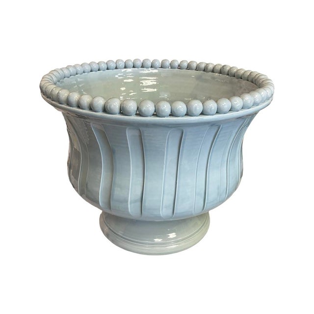 Lovely Large Ribbed Ceramic Footed Bowl with Beaded Edge, From Napa Home & Garden. Stunning on It's Own or Filled With...