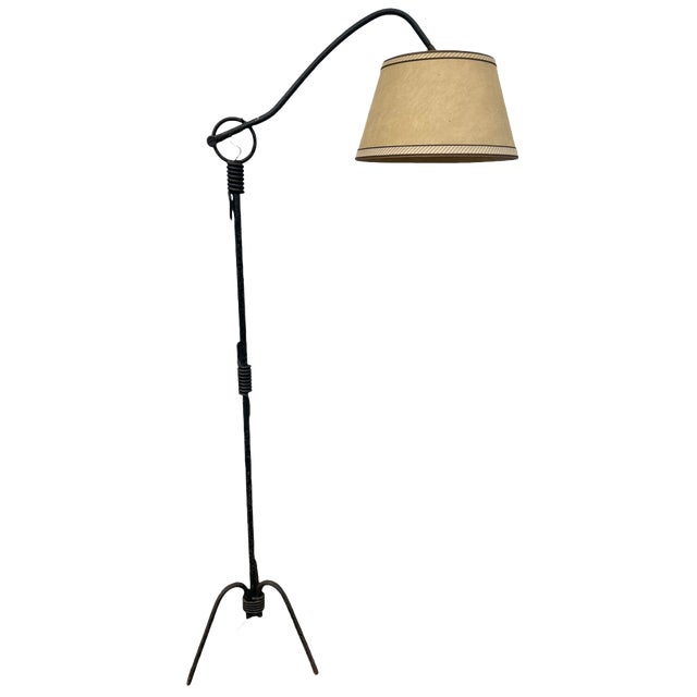 Design Classics Wrought Iron Floor Lamp, 1940s For Sale