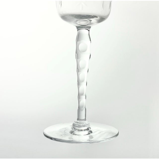 Glass 6 Vintage Etched Flower Optic Wine, Water or All Purpose Glasses For Sale - Image 7 of 7