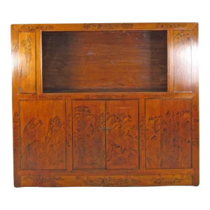 Hand Painted Chinese Antique Display Cabinet – 59 Inches Tall, Hand-Painted Design