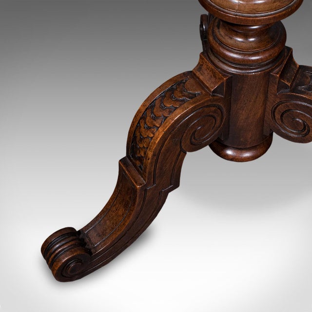 Antique Decanter Table, English, Walnut, Marble, Wine, Cocktail, High Victorian For Sale - Image 11 of 12