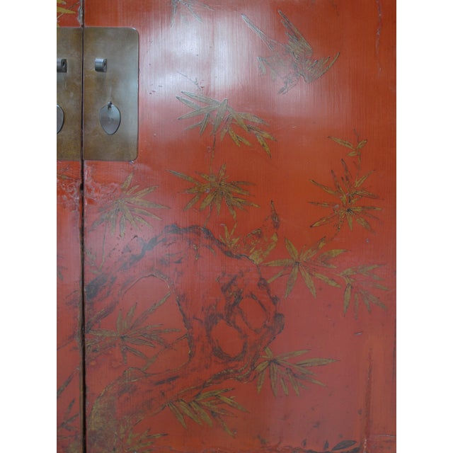 Chinoiserie-Style Hand-Painted Elm Cabinet For Sale - Image 10 of 14