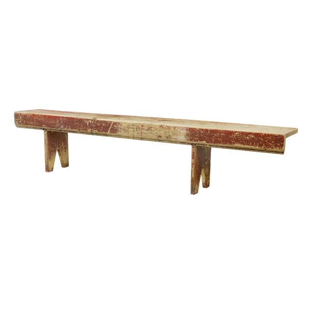 Brown Swedish Painted Pine Kitchen Bench, 1880s For Sale - Image 8 of 8