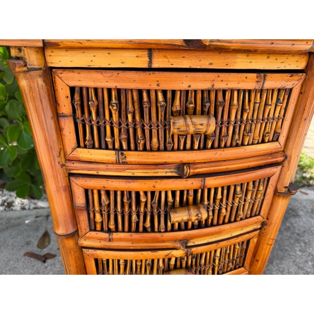 Late 20th Century Vintage Split Bamboo Five-Drawer Chest For Sale - Image 5 of 12