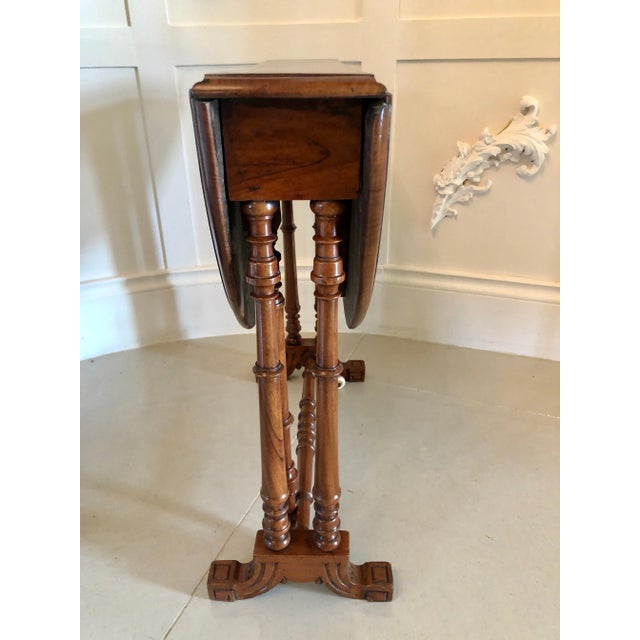Small Antique Victorian Walnut Drop-Leaf Sutherland Table For Sale - Image 10 of 11