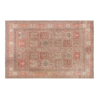 Antique Persian Tabriz Copper, Terracotta and Ivory Hand Knotted Wool Rug For Sale