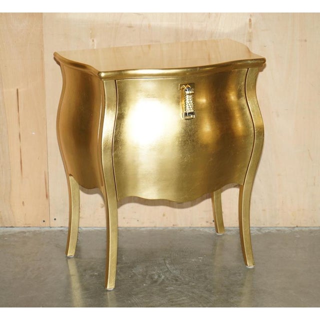 Lovely pair of 24ct Gold Leaf Fendi Canova nightstand side tables which are part of a suite . These are part of a suite as...