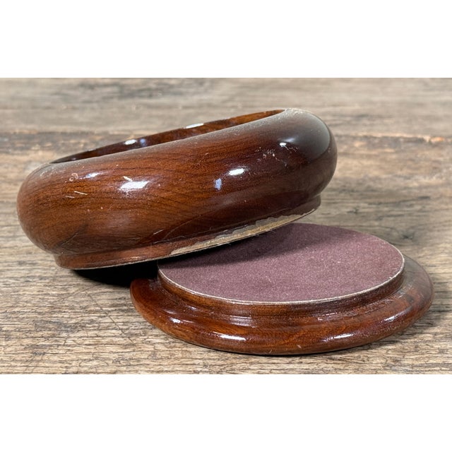 Hand Turned Wood and Green Agate Style Art Glass Lidded Trinket / Jewelry Box For Sale In Providence - Image 6 of 6