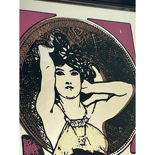 Black Vintage Art Nouveau Mirror, 1970s For Sale - Image 8 of 18