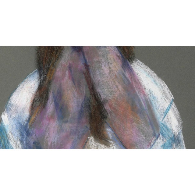 Thomas Strickland Girl with Bonnet, Pastel Portrait by Thomas Strickland Circa 1970 For Sale - Image 4 of 4