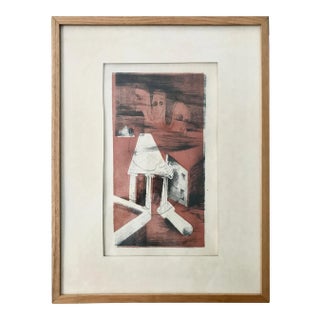 Vintage Abstract Drawing Surreal Sketch Framed For Sale