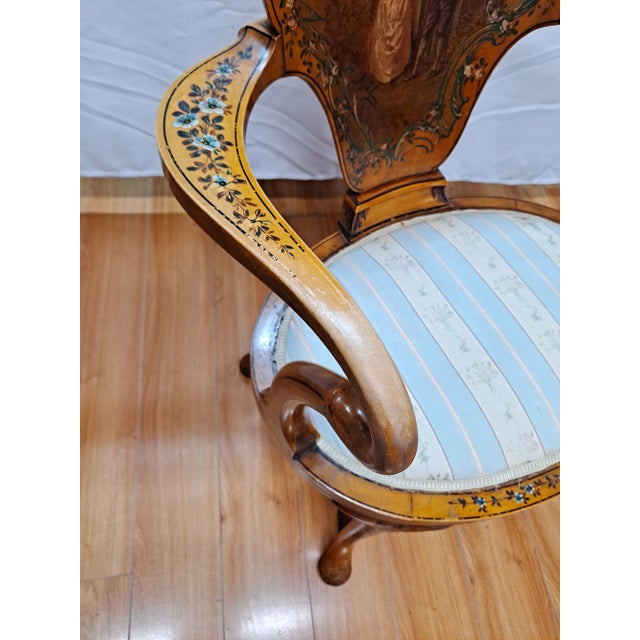 Wood Verni Martin Style Hand Painted Armchair For Sale - Image 7 of 11