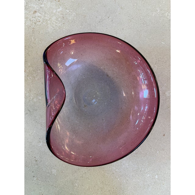 Murano Amethyst Glass Bowl With Folded Rim, Italy 1960s For Sale In Los Angeles - Image 6 of 6