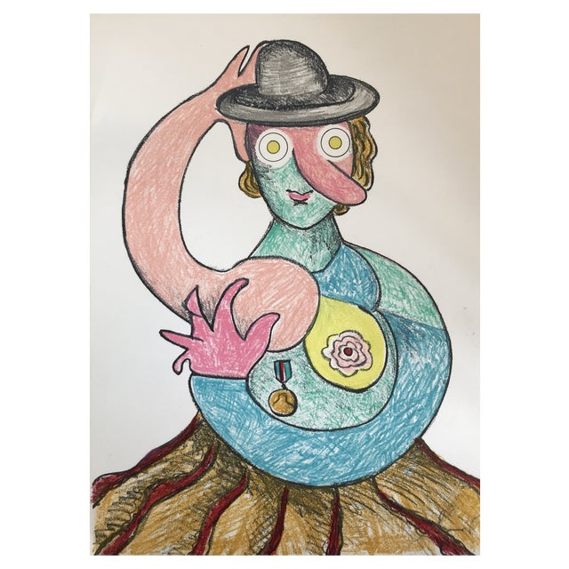 Enrico Baj, La Femme Au Chapeau, 1971, Lithograph For Sale