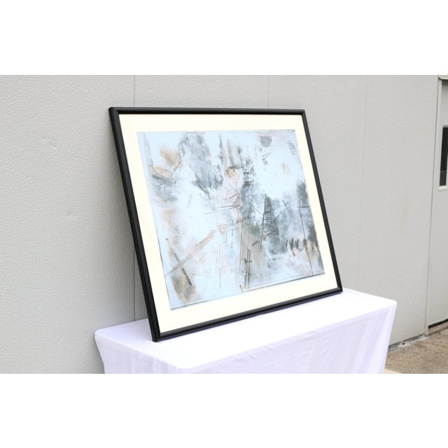 Light Gray Mid-Century Modern Large Scale Abstract Composition Lithograph Artwork Print For Sale - Image 8 of 16