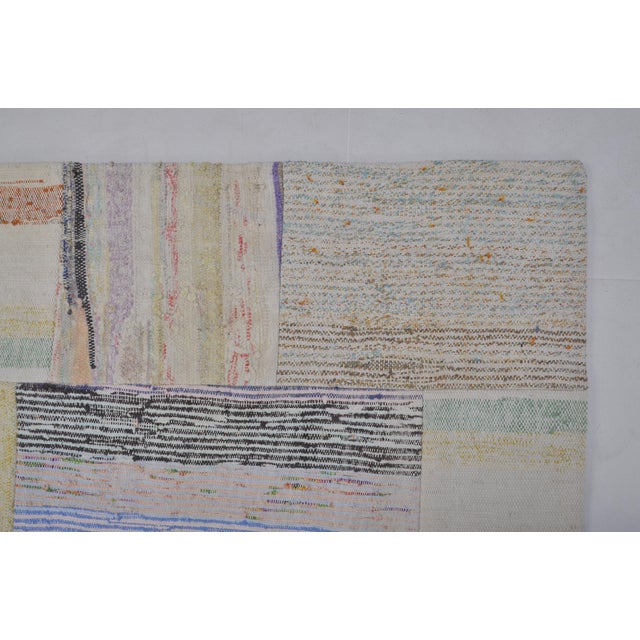 1960s Oushak Turkish White Stripe Carpet For Sale - Image 9 of 10