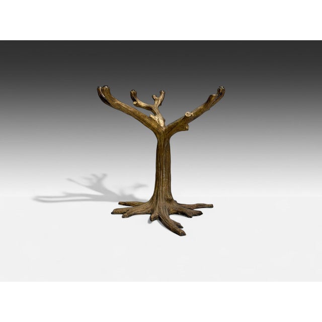 Contemporary Organic Modern, Gilt Metal, Faux Bois Table Base, United States, 21st C. For Sale - Image 3 of 8