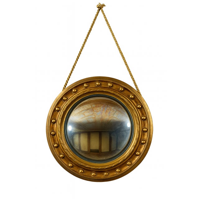 Large Antique Convex Mirror, 1800s For Sale - Image 3 of 7