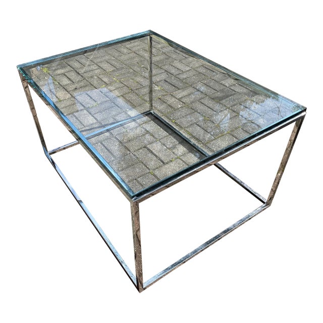 1970s Modern Metal and Glass Coffee Table For Sale