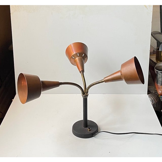 Mid-Century Copper 3-Shade Table Lamp by E. S. Horn, 1950s For Sale - Image 4 of 7