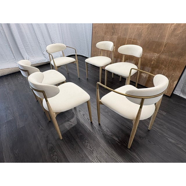 Restoration Hardware Arno Fabric Dining Chairs Complete Set of 6 | 4 Side Chairs & 2 Armchairs For Sale - Image 18 of 18
