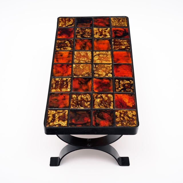 French Vallauris Tiled Coffee Table For Sale In Austin - Image 6 of 9