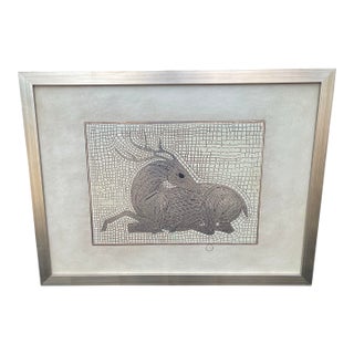 Vintage Framed Mosaic-Style Antelope Artwork For Sale