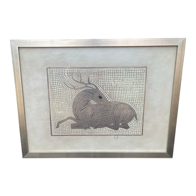 Vintage Framed Mosaic-Style Antelope Artwork For Sale