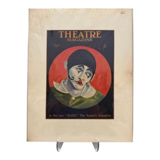 1923 Original Theatre Magazine Cover, February, E. Glass Art Deco, Matted For Sale