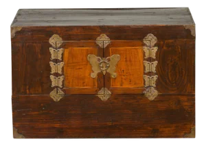 Korean Late 19th Century Two-Toned Side Chest with Brass Butterfly Hardware