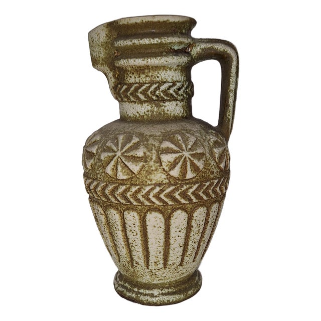 Vintage Green Ceramic Handled Jug Vase from Bay-Keramik, 1970s For Sale