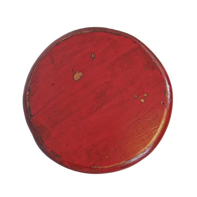 Farmhouse Color Pop Red Counter Stool For Sale - Image 3 of 5