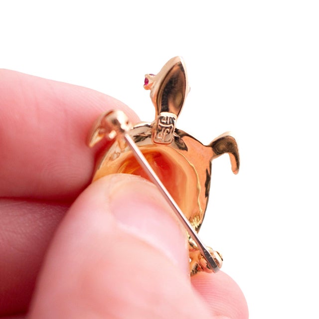 Modern Vintage 14k Gold Turtle Brooch For Sale - Image 3 of 3