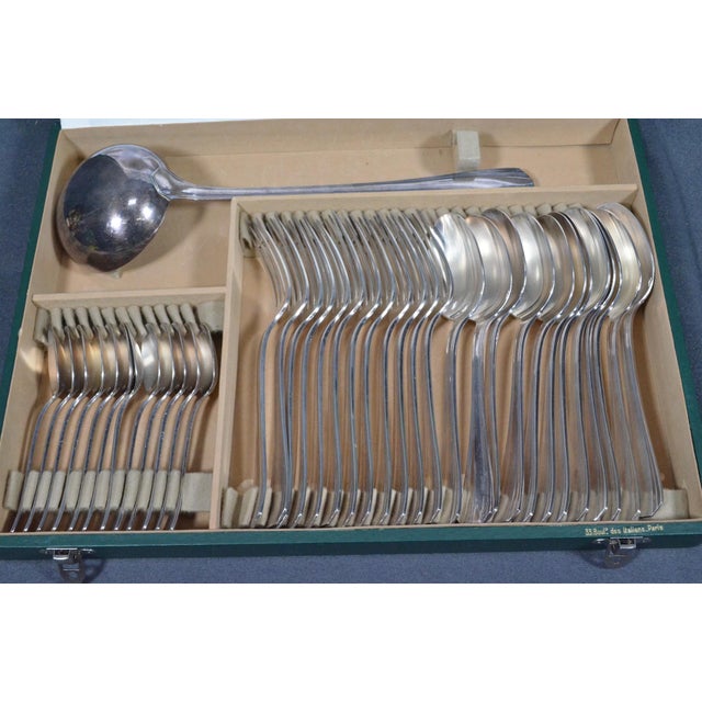 Elegant 37-piece French silver-plated flatware set in the iconic “Boréal” pattern by Christofle, designed by Luc Lanel...