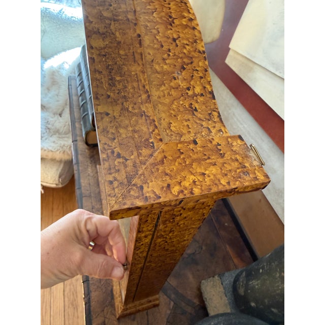 Vintage Italian Burlwood Finish Hanging Wall Curio Cabinet Glass Shelves Made in Italy For Sale - Image 9 of 12