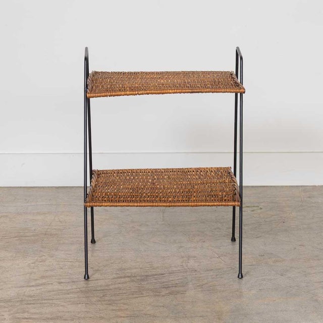 1950s French Wicker and Iron Side Table For Sale - Image 4 of 11