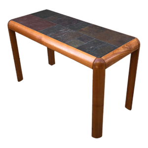 Vintage Gangsø Møbler Slate Tile & Teak Console Table