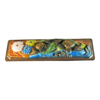 Early 20th Century Chinese Cloisonne on Brass Crabs/Flowers Rectangular Scholar's Scroll Weight For Sale